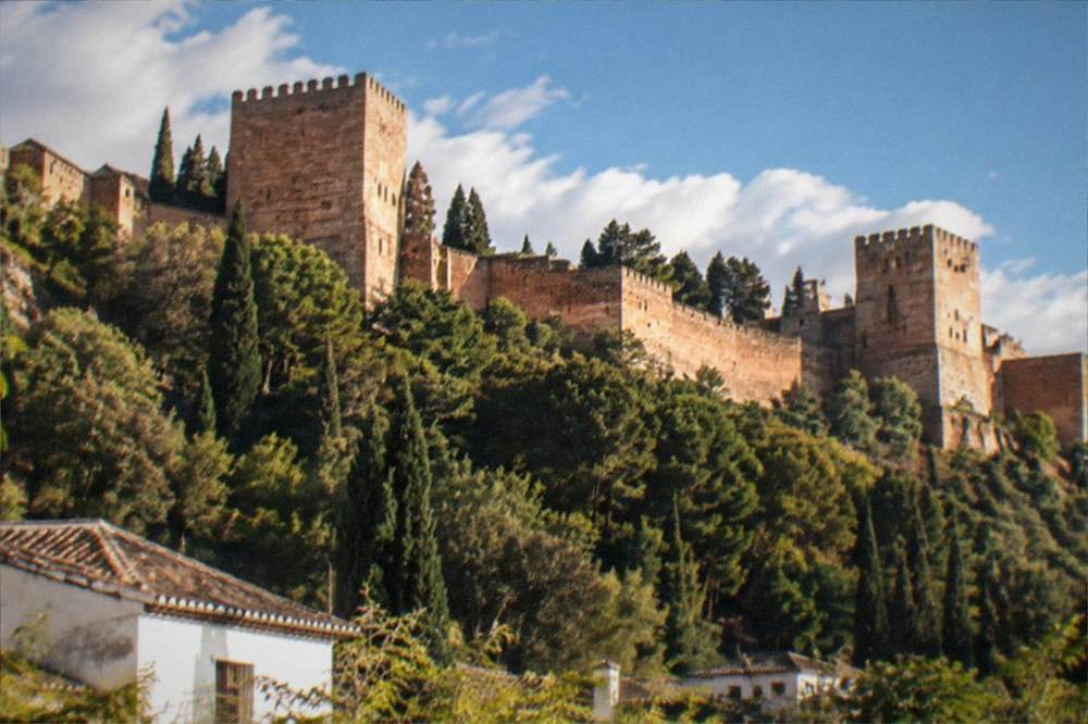 Interior of the Comares royal bath area in the Alhambra, Granada