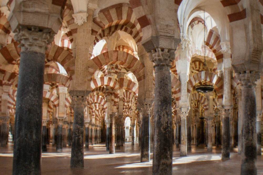 The Mezquita of Cordoba with its forest of striped arches