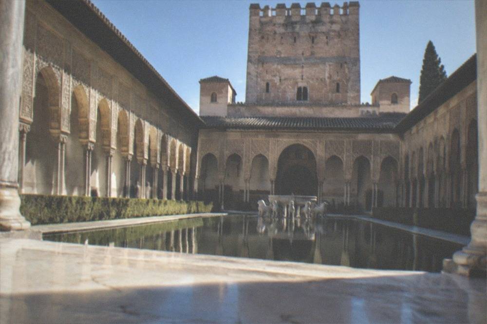 The Court of the Lions courtyard with its marble columns and central fountain
