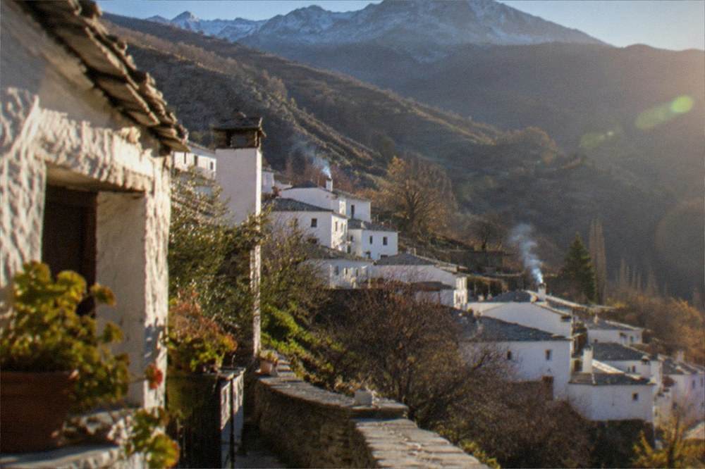 The whitewashed village of Pampaneira in the Alpujarras mountains below the Sierra Nevada